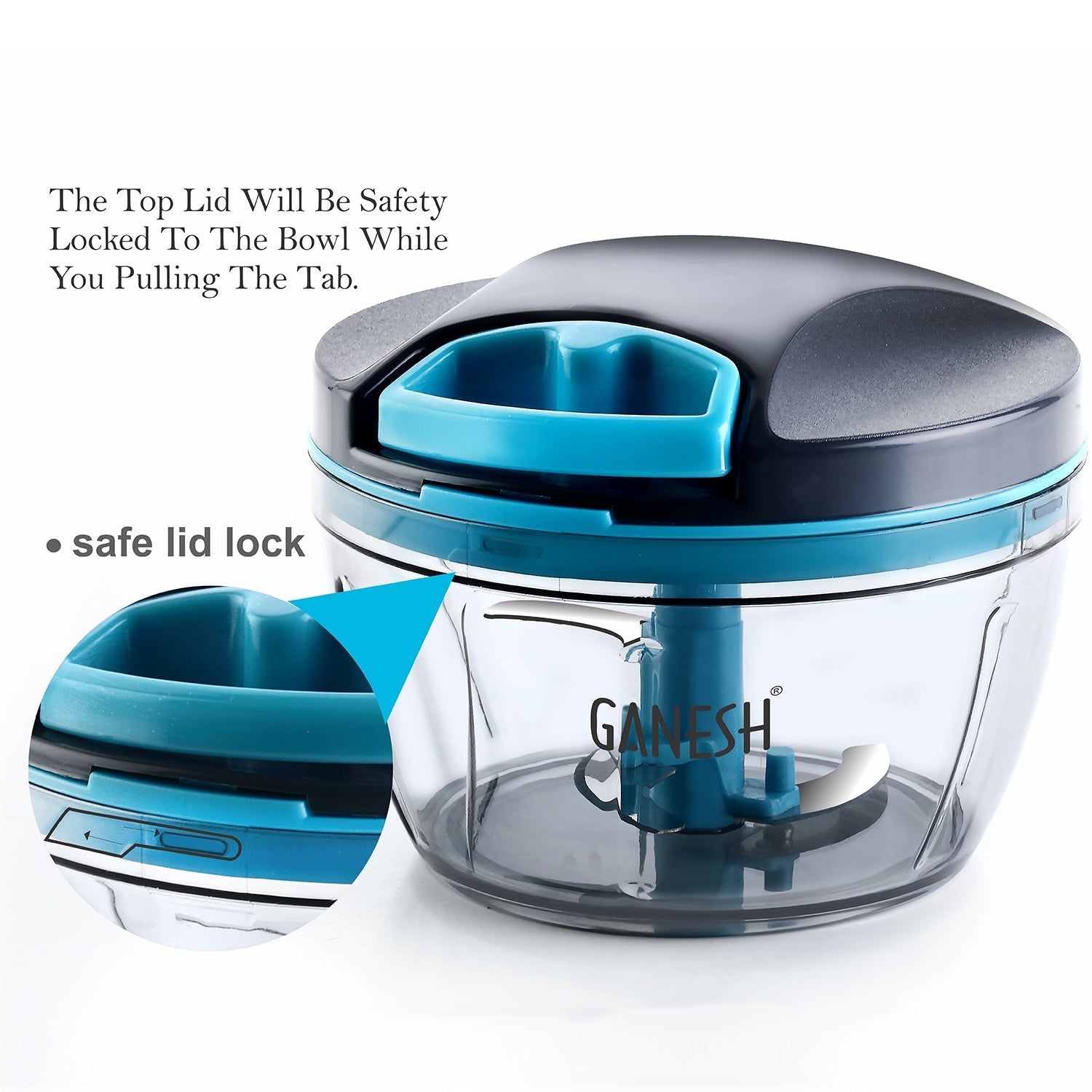 Ganesh 470 ml Wonder Chopper in grey, different views and angles. Ganesh 470 ml Wonder Chopper in grey, different views and angles.